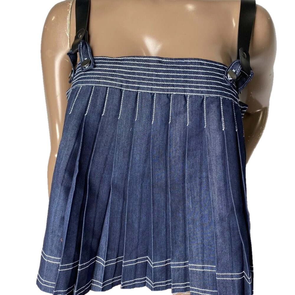 NEW PILCRO Sleeveless Harness Blouse Denim Blue Size M Flared Hook & Eye